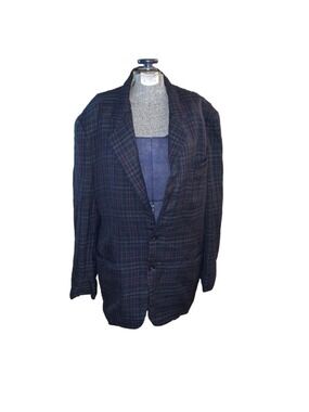 Men's Maxwell's Navy Red Plaid Sport Coat Blazer Standard 40R